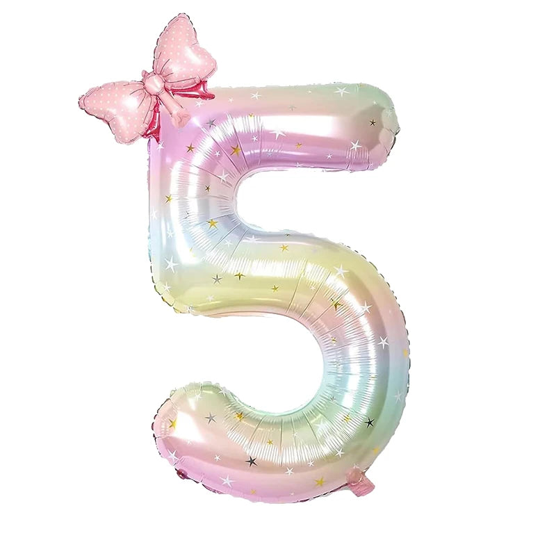ballon anniversaire chiffre5 multicolor boucle dimension
