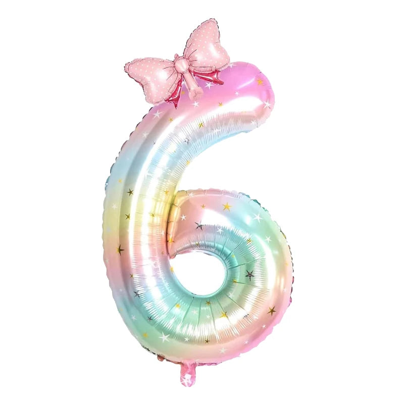 ballon anniversaire chiffre6 multicolor boucle dimension