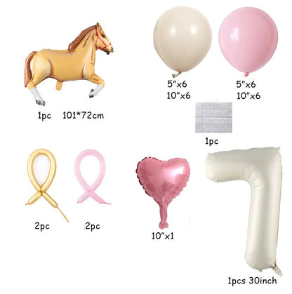 ballon anniversaire chiffre 7 cheval beige coeur latex dimension