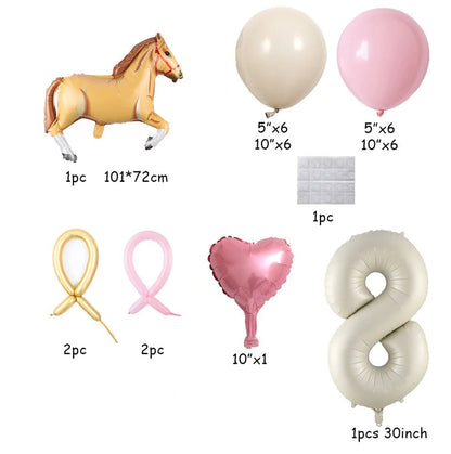 ballon anniversaire chiffre 8 cheval beige coeur latex dimension