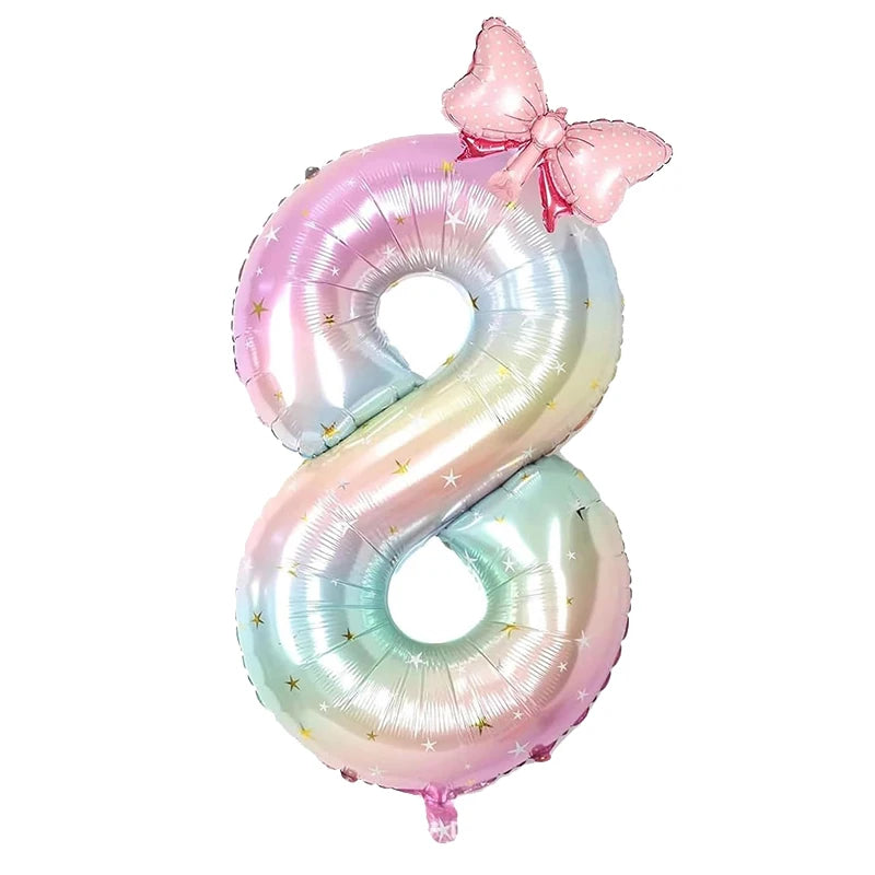 ballon anniversaire chiffre8 multicolor boucle dimension