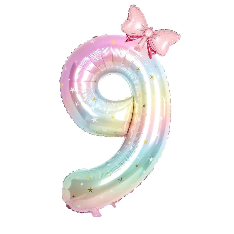 ballon anniversaire chiffre9 multicolor boucle dimension