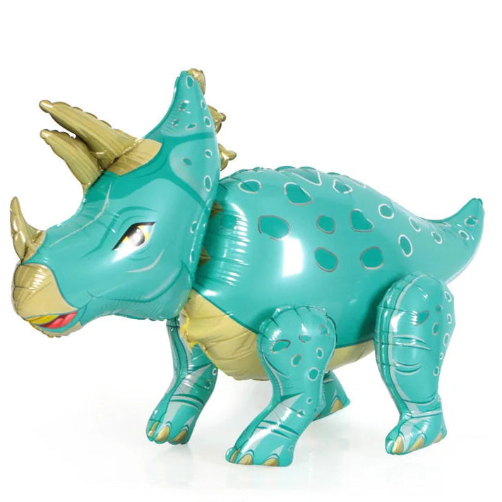 ballon anniversaire dinosaure bleu beige cornes