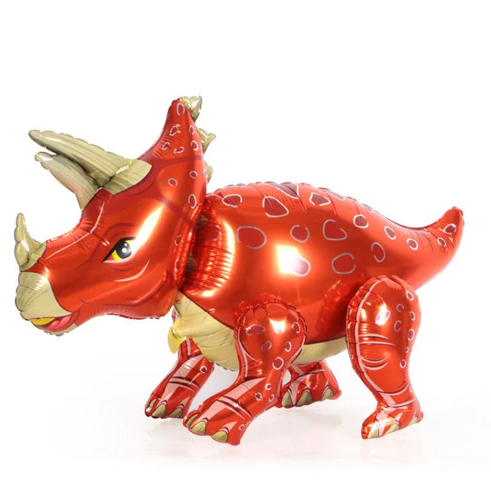 ballon anniversaire dinosaure rouge beige cornes