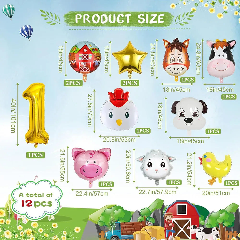 ballon anniversaire ferme animaux etoile chiffre 1 dimension
