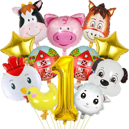 ballon anniversaire ferme animaux etoile chiffre 1