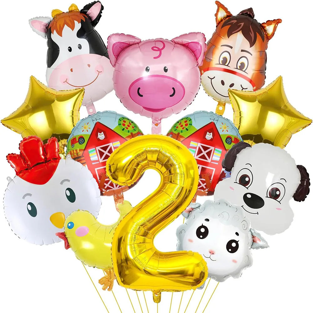 ballon anniversaire ferme animaux etoile chiffre 2