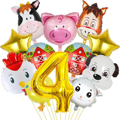 ballon anniversaire ferme animaux etoile chiffre 4