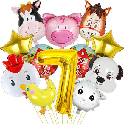 ballon anniversaire ferme animaux etoile chiffre 7