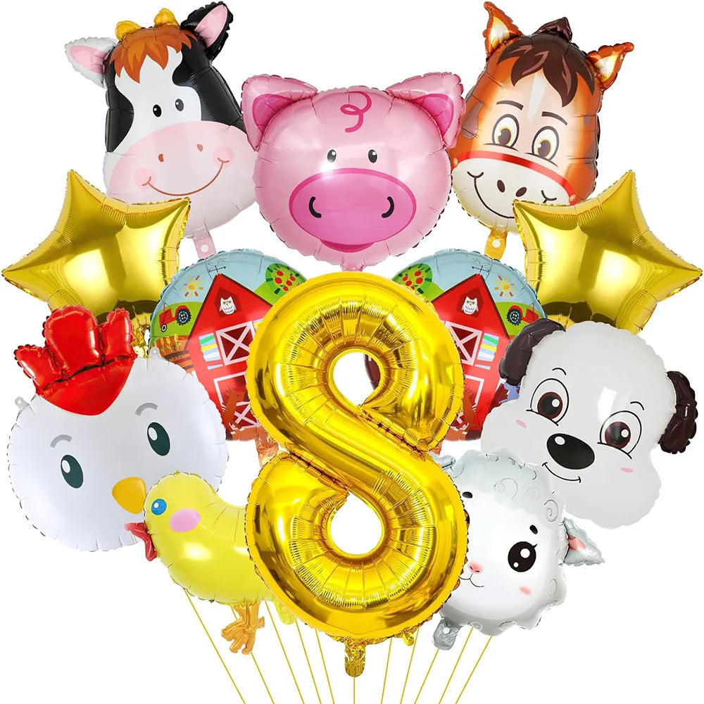 ballon anniversaire ferme animaux etoile chiffre 8