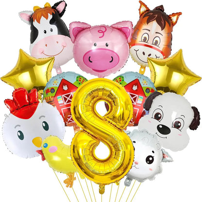 ballon anniversaire ferme animaux etoile chiffre 8