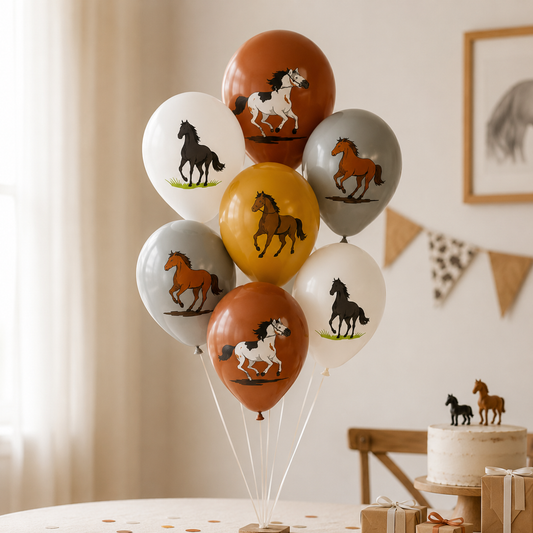 ballon anniversaire latex cheval gonfle helium bouquet table gateau cheval