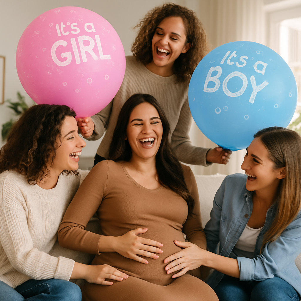 ballon anniversaire latex rose bleu its a boy its a girl femme enceinte amies