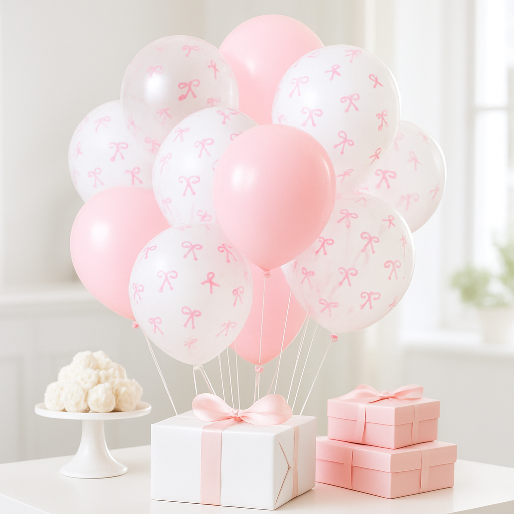 ballon anniversaire latex rose helium boucle table cadeaux