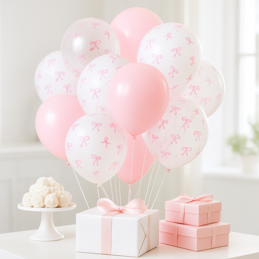 ballon anniversaire latex rose helium boucle table cadeaux