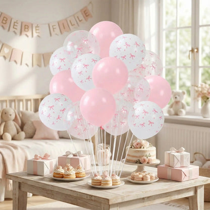 ballon anniversaire latex rose helium boucle table gateau anniversaire bebe fille