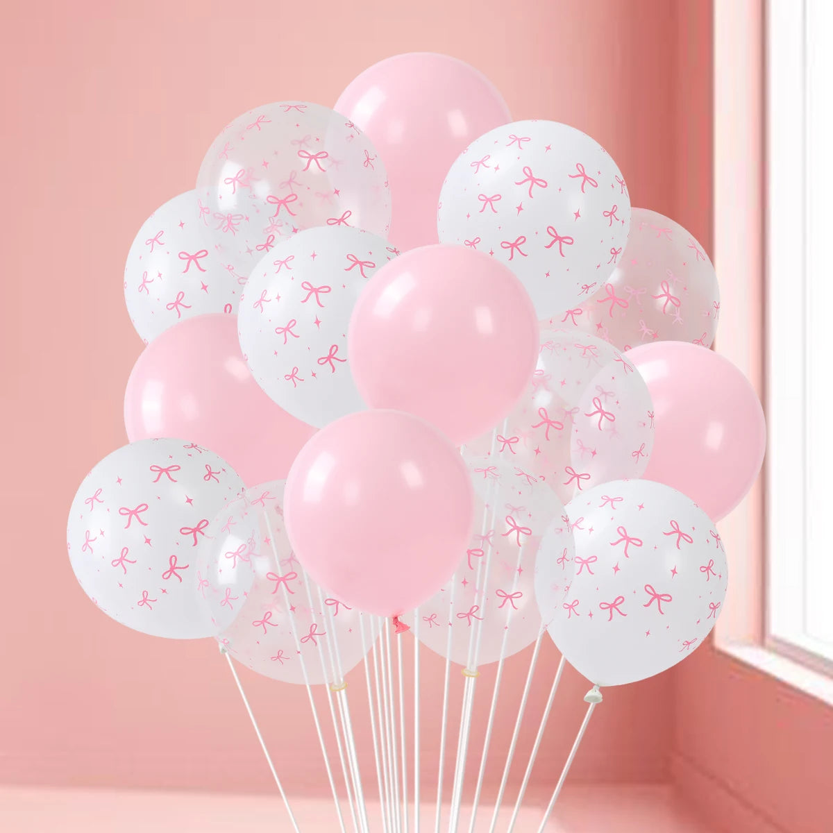 ballon anniversaire latex rose helium boucle
