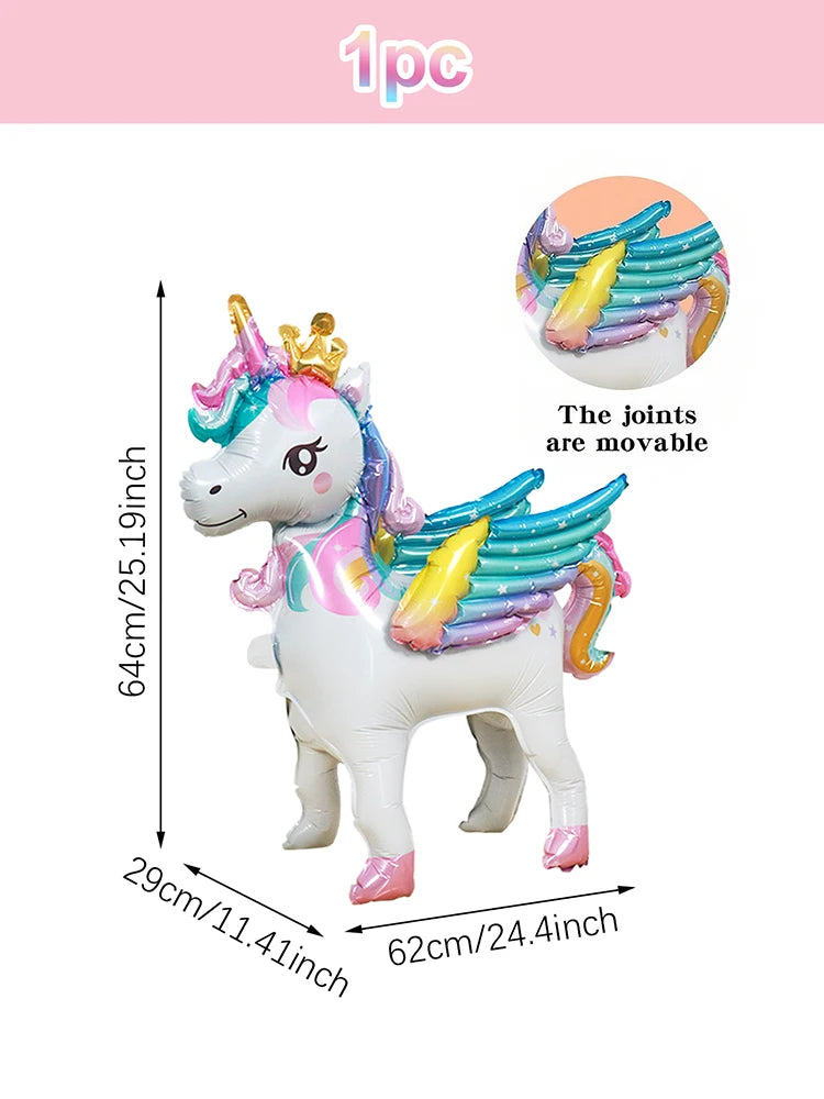 ballon anniversaire licorne multicolor couronne dimension