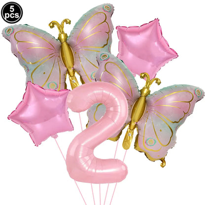 ballon anniversaire papillon etoile chiffre deux