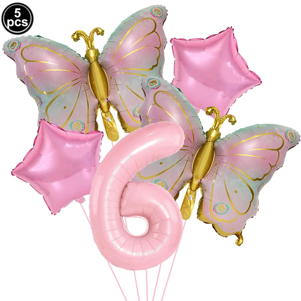 ballon anniversaire papillon etoile chiffre six