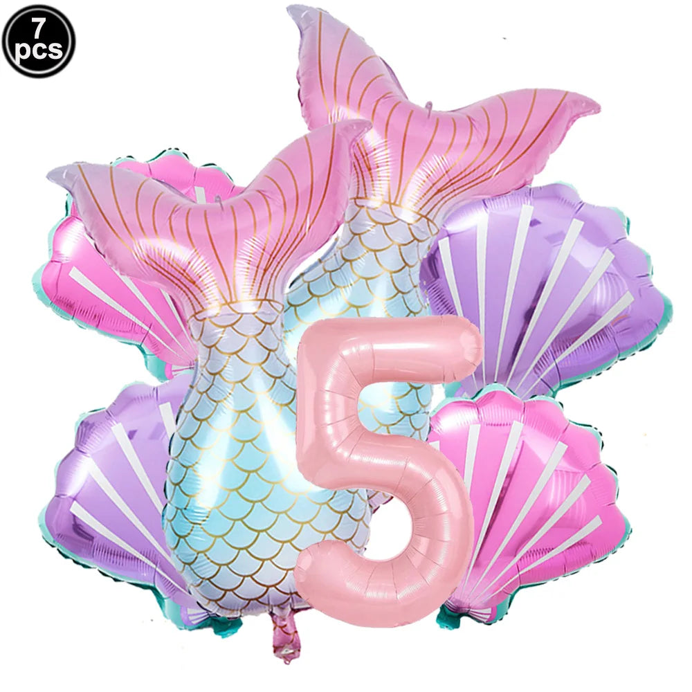 ballon anniversaire queue sirene chiffre cinq