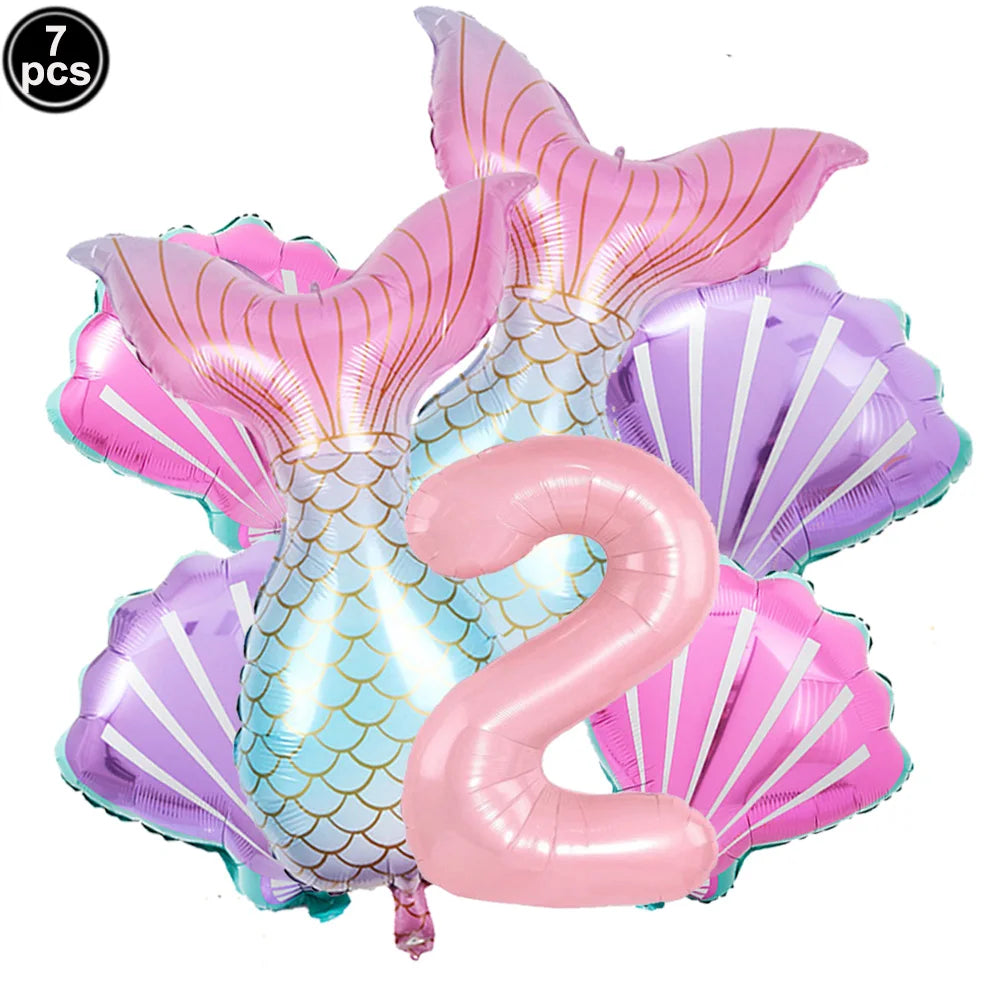ballon anniversaire queue sirene chiffre deux