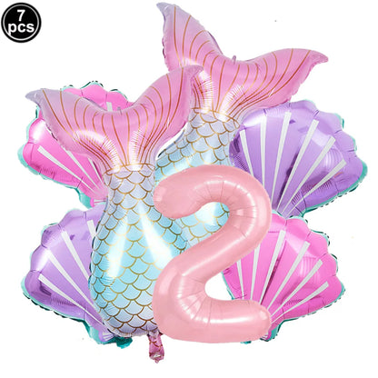 ballon anniversaire queue sirene chiffre deux