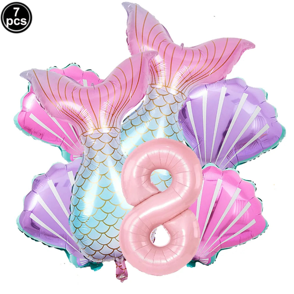 ballon anniversaire queue sirene chiffre huit