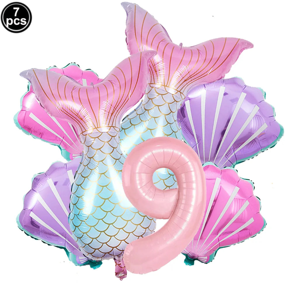 ballon anniversaire queue sirene chiffre neuf