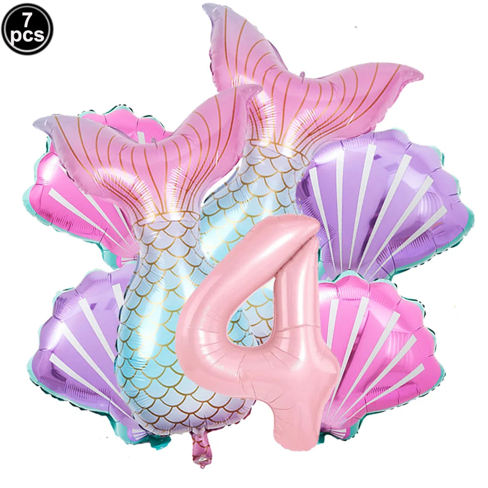 ballon anniversaire queue sirene chiffre quatre