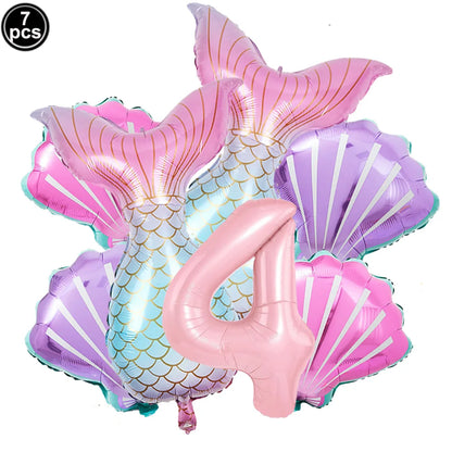 ballon anniversaire queue sirene chiffre quatre