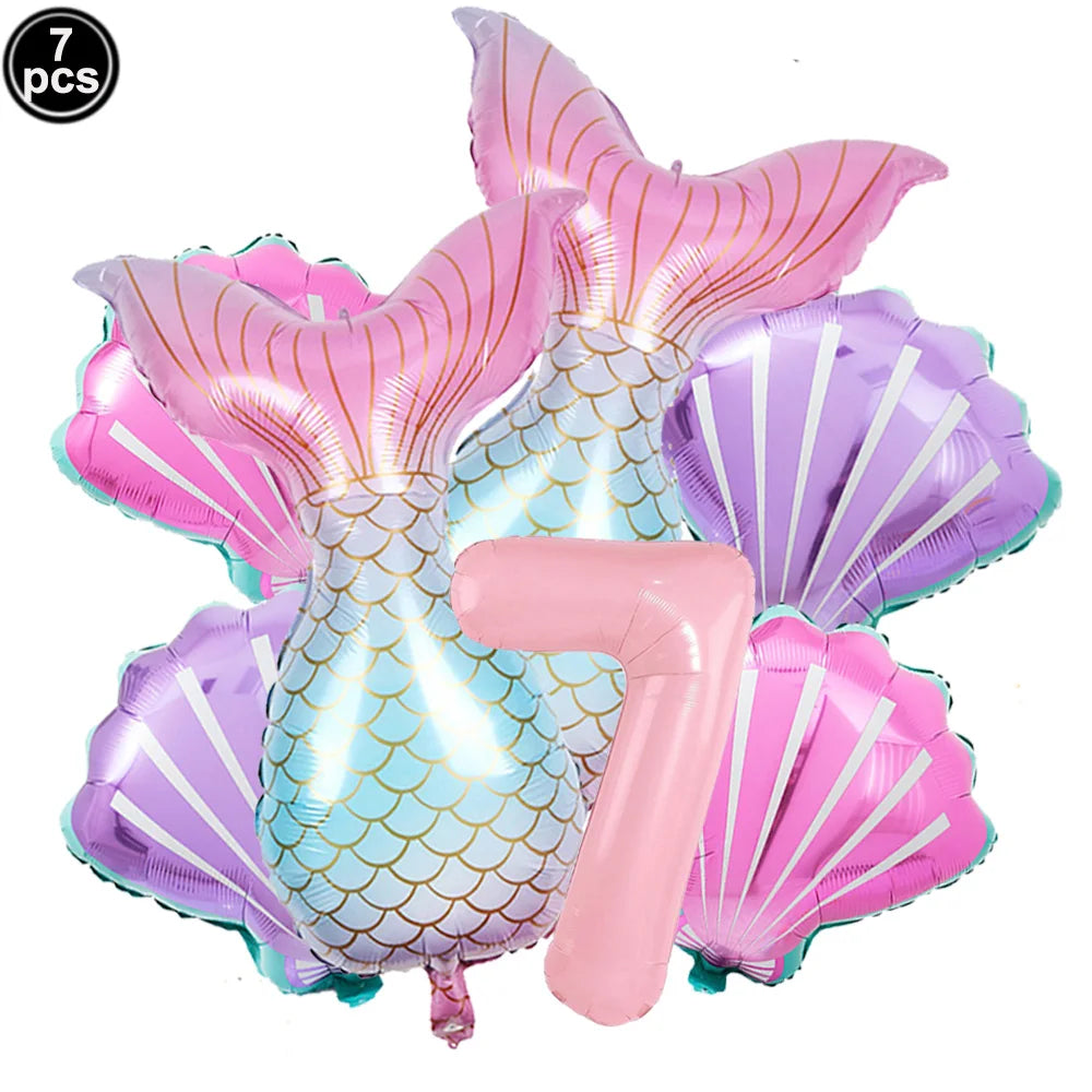 ballon anniversaire queue sirene chiffre sept