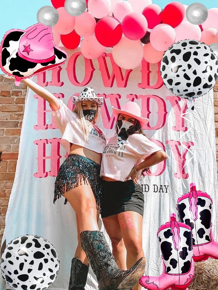 ballonanniversairerosecowgirlchapeaubottefemme