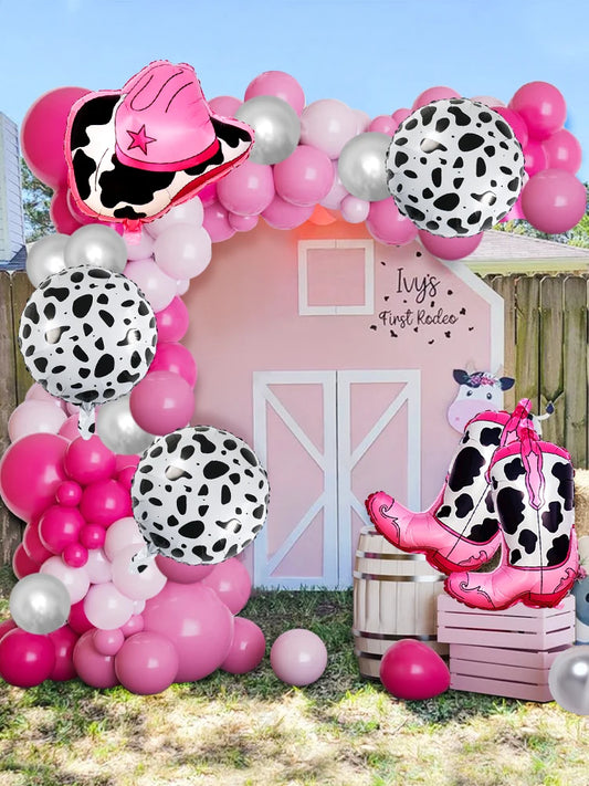 ballonanniversairerosecowgirlchapeaubottefermette