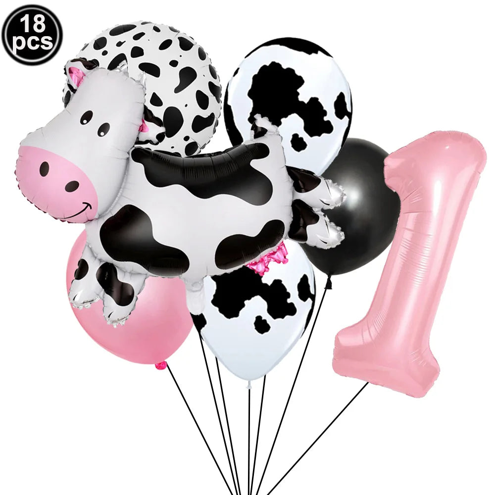 ballon helium theme vache rose chiffre 1