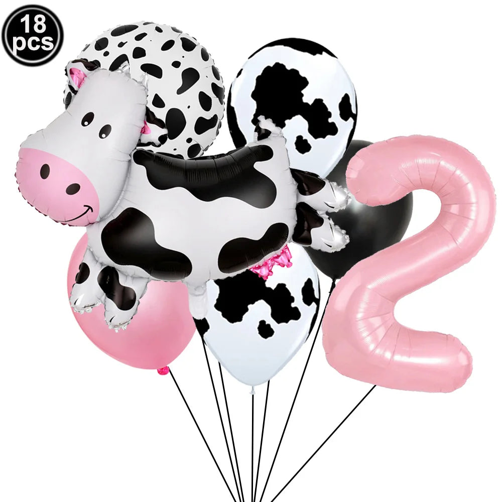 ballon helium theme vache rose chiffre 2