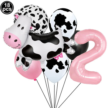 ballon helium theme vache rose chiffre 2