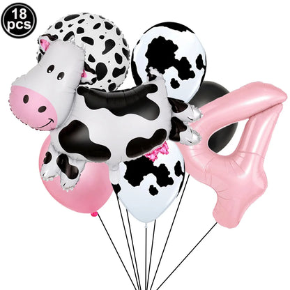 ballon helium theme vache rose chiffre 4