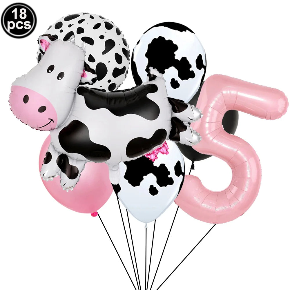 ballon helium theme vache rose chiffre 5