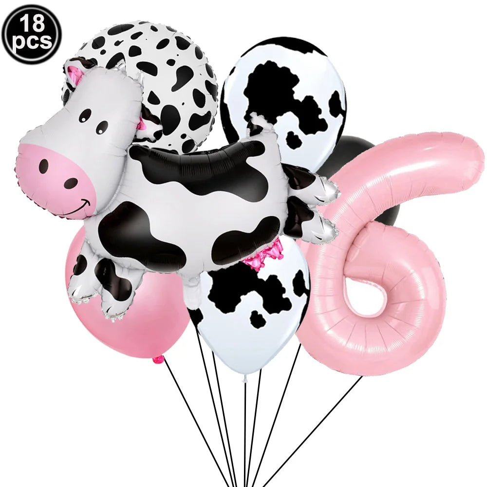 ballon helium theme vache rose chiffre 6