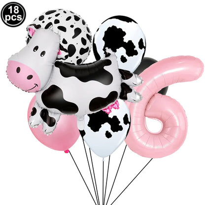ballon helium theme vache rose chiffre 6