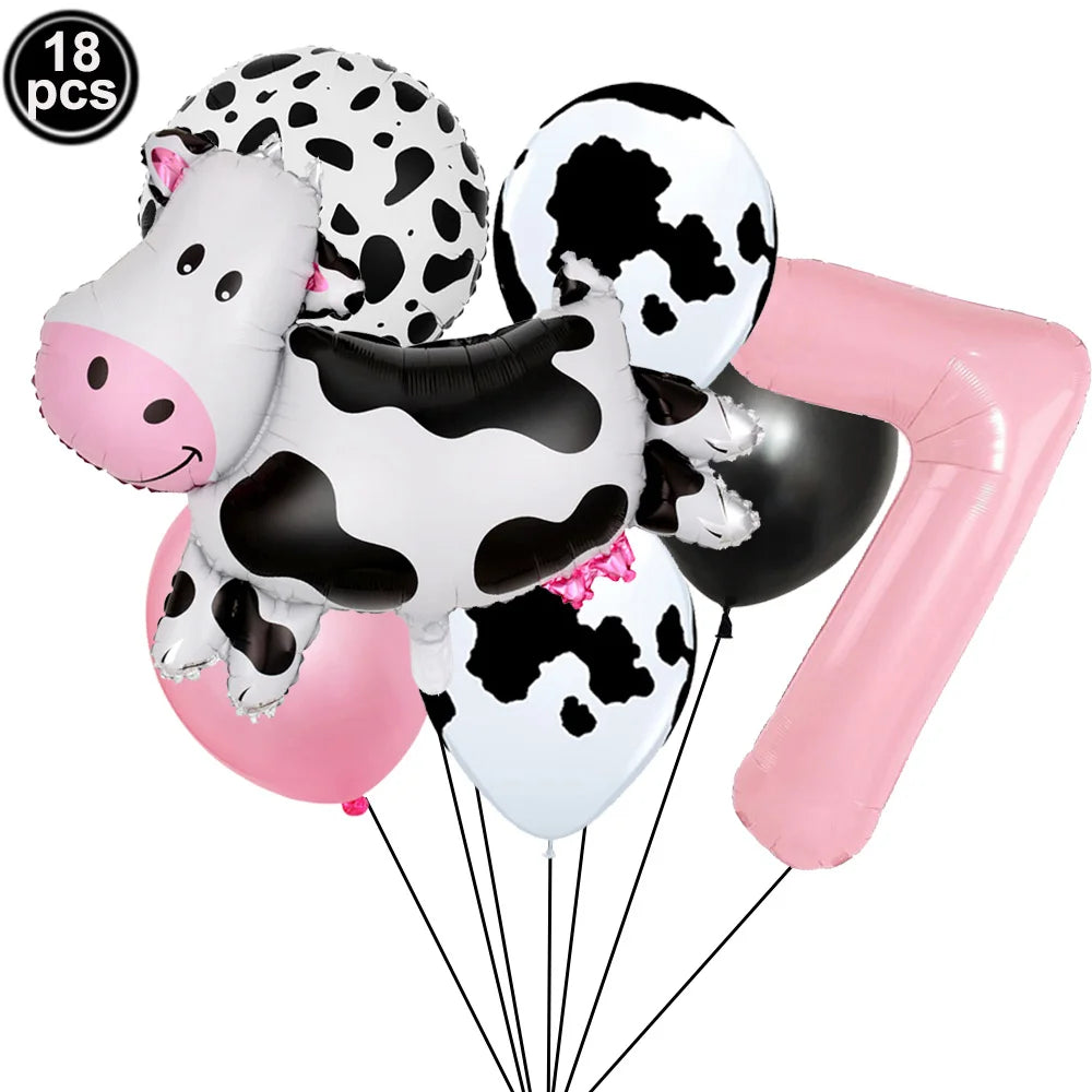 ballon helium theme vache rose chiffre 7