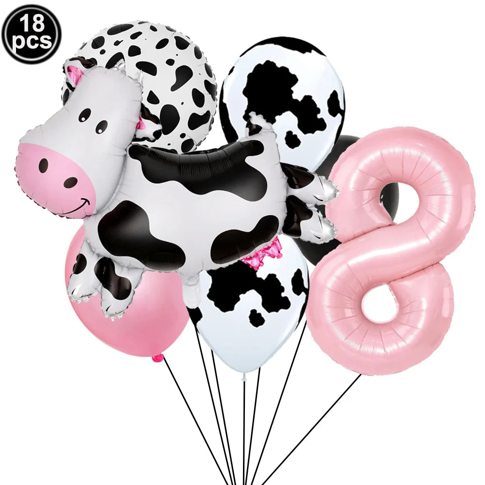 ballon helium theme vache rose chiffre 8