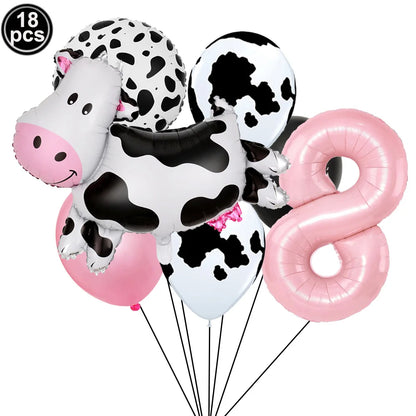 ballon helium theme vache rose chiffre 8