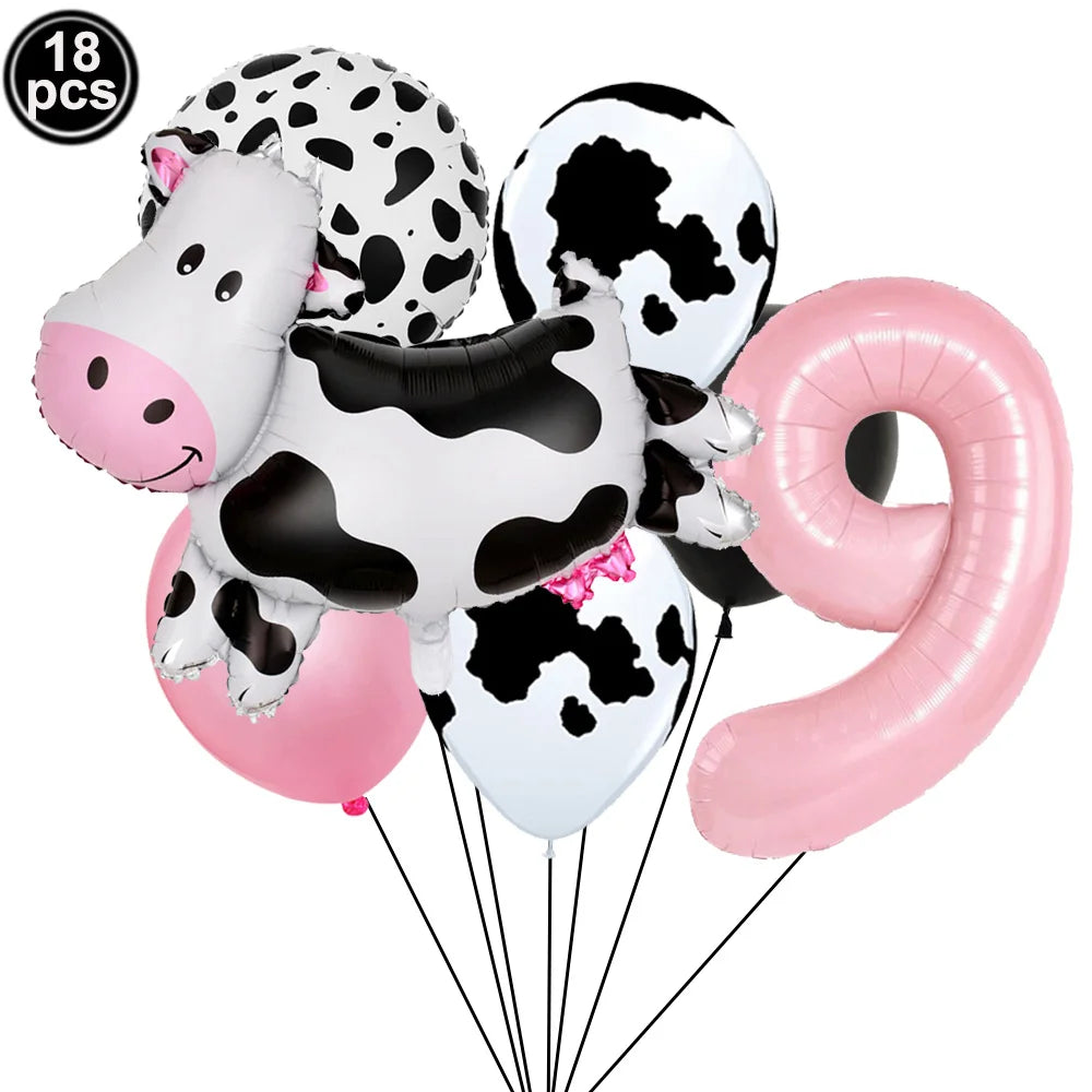 ballon helium theme vache rose chiffre 9