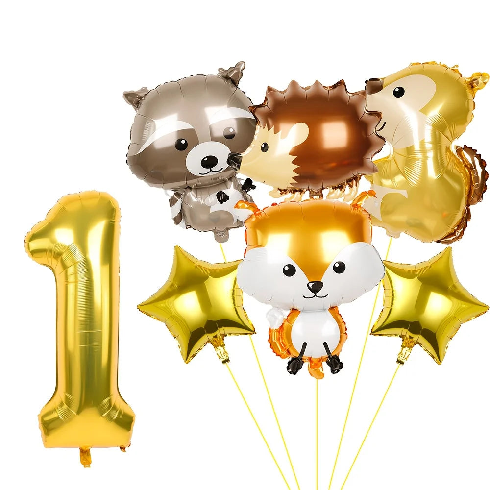ballons anniversaire animaux foret chiffre 1