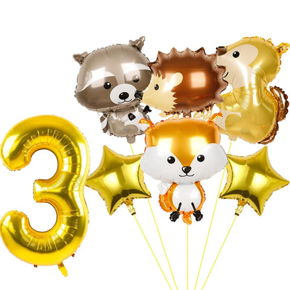 ballons anniversaire animaux foret chiffre 3