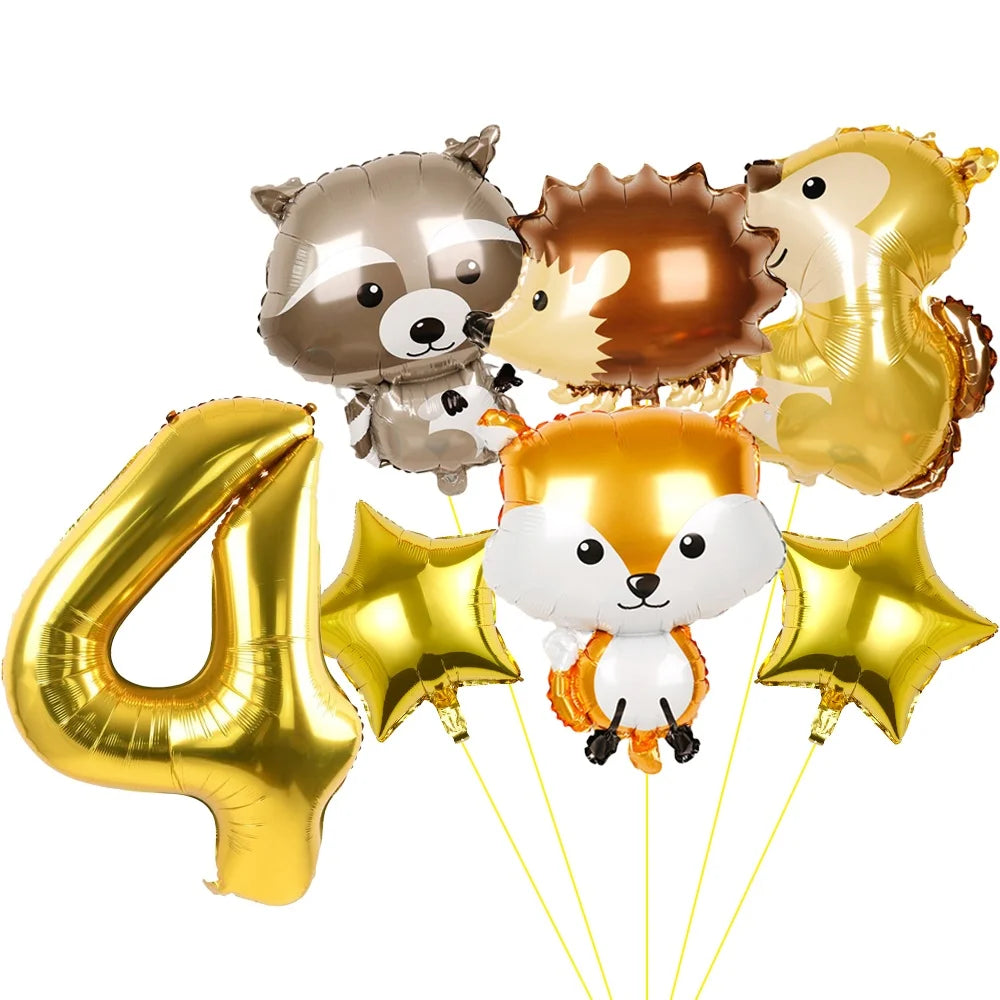 ballons anniversaire animaux foret chiffre 4