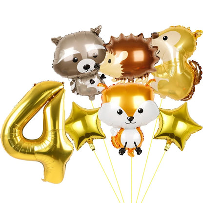 ballons anniversaire animaux foret chiffre 4