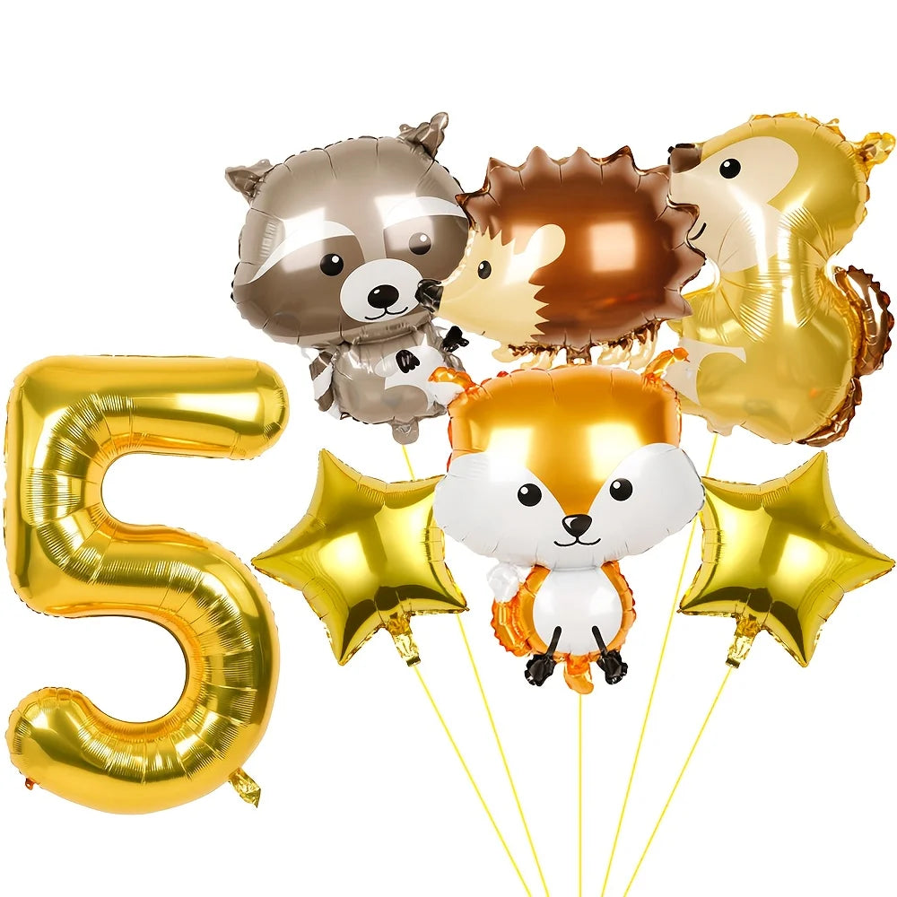 ballons anniversaire animaux foret chiffre 5